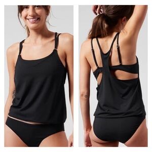 Athleta Seascape Tankini Swim Tank UPF 50+ Beach Vacation Black 34 B/C